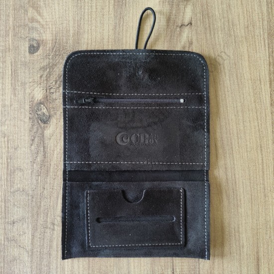 El Yapımı Hakiki Deri Tütün Cüzdanı ve Sarma Kağıdı Bölmeli Özel Baskılı Çok Amaçlı Cüzdan/Kese