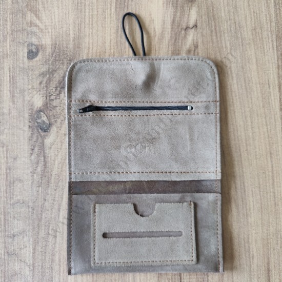 El Yapımı Hakiki Deri Tütün Cüzdanı ve Sarma Kağıdı Bölmeli Özel Baskılı Çok Amaçlı Cüzdan/Kese