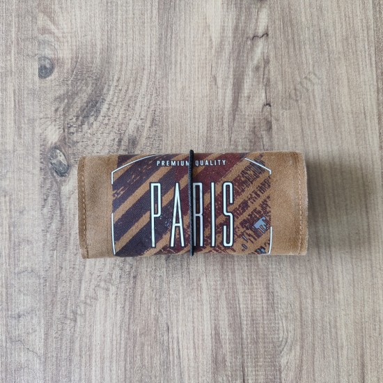 El Yapımı Hakiki Deri Tütün Cüzdanı ve Sarma Kağıdı Bölmeli Özel Baskılı Çok Amaçlı Cüzdan/Kese