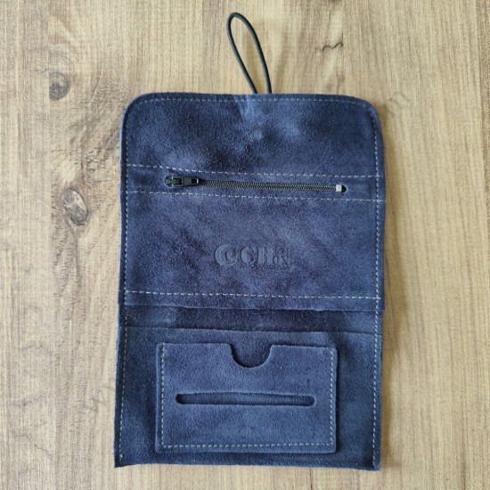 El Yapımı Hakiki Deri Tütün Cüzdanı ve Sarma Kağıdı Bölmeli Özel Baskılı Çok Amaçlı Cüzdan/Kese