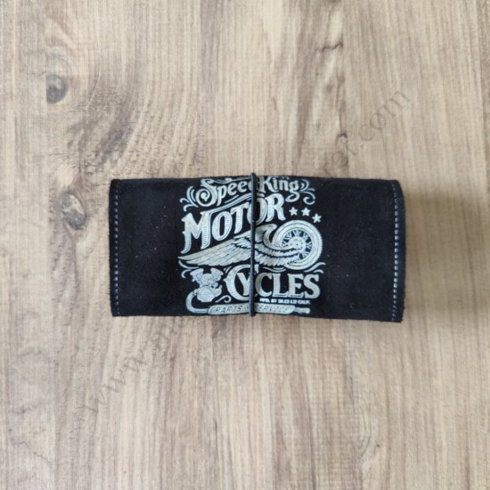 El Yapımı Hakiki Deri Tütün Cüzdanı ve Sarma Kağıdı Bölmeli Özel Baskılı Çok Amaçlı Cüzdan/Kese