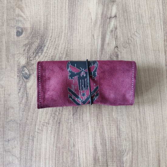 El Yapımı Hakiki Deri Tütün Cüzdanı ve Sarma Kağıdı Bölmeli Özel Baskılı Çok Amaçlı Cüzdan/Kese