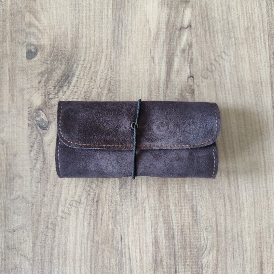 El Yapımı Hakiki Deri Tütün Cüzdanı ve Sarma Kağıdı Bölmeli Özel Baskılı Çok Amaçlı Cüzdan/Kese