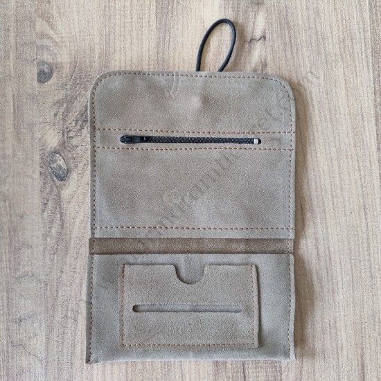 El Yapımı Hakiki Deri Tütün Cüzdanı ve Sarma Kağıdı Bölmeli Özel Baskılı Çok Amaçlı Cüzdan/Kese