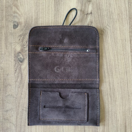 El Yapımı Hakiki Deri Tütün Cüzdanı ve Sarma Kağıdı Bölmeli Özel Baskılı Çok Amaçlı Cüzdan/Kese