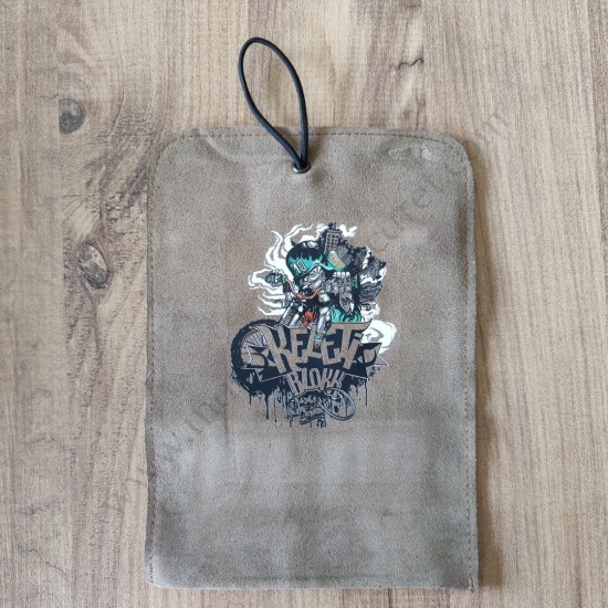 El Yapımı Hakiki Deri Tütün Cüzdanı ve Sarma Kağıdı Bölmeli Özel Baskılı Çok Amaçlı Cüzdan/Kese