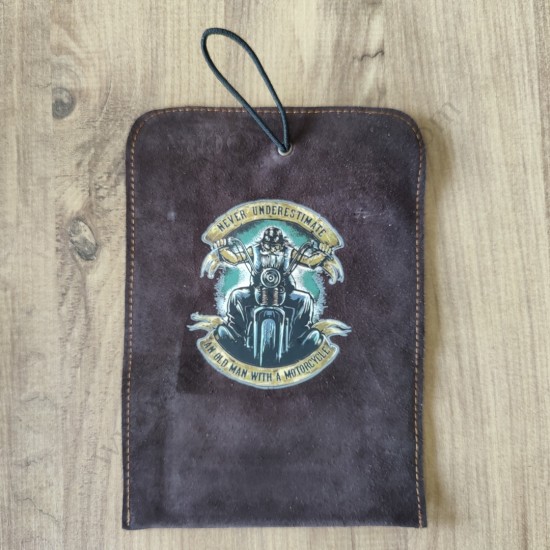 El Yapımı Hakiki Deri Tütün Cüzdanı ve Sarma Kağıdı Bölmeli Özel Baskılı Çok Amaçlı Cüzdan/Kese