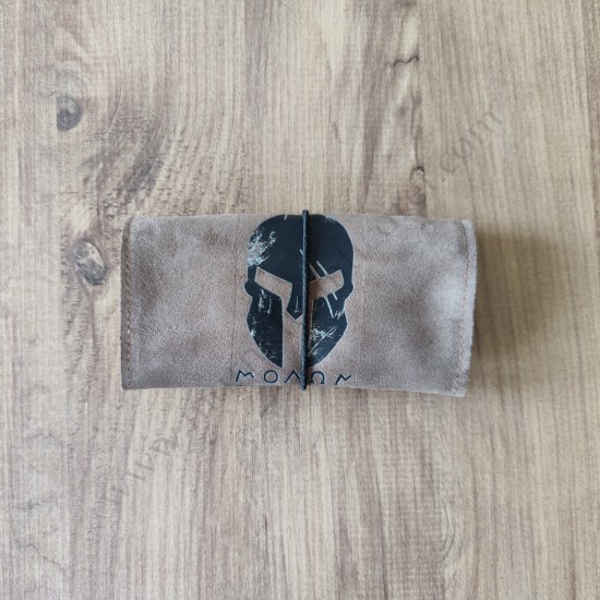 El Yapımı Hakiki Deri Tütün Cüzdanı ve Sarma Kağıdı Bölmeli Özel Baskılı Çok Amaçlı Cüzdan/Kese