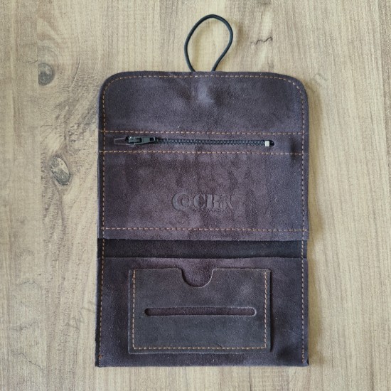 El Yapımı Hakiki Deri Tütün Cüzdanı ve Sarma Kağıdı Bölmeli Özel Baskılı Çok Amaçlı Cüzdan/Kese