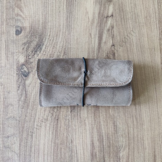 El Yapımı Hakiki Deri Tütün Cüzdanı ve Sarma Kağıdı Bölmeli Özel Baskılı Çok Amaçlı Cüzdan/Kese