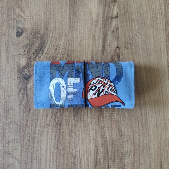 El Yapımı Hakiki Deri Tütün Cüzdanı ve Sarma Kağıdı Bölmeli Özel Baskılı Çok Amaçlı Cüzdan/Kese