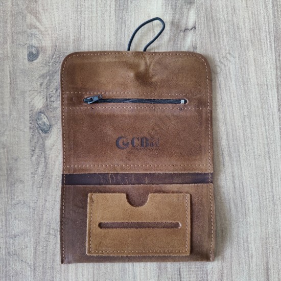 El Yapımı Hakiki Deri Tütün Cüzdanı ve Sarma Kağıdı Bölmeli Özel Baskılı Çok Amaçlı Cüzdan/Kese