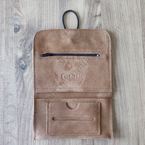 El Yapımı Hakiki Deri Tütün Cüzdanı ve Sarma Kağıdı Bölmeli Özel Baskılı Çok Amaçlı Cüzdan/Kese