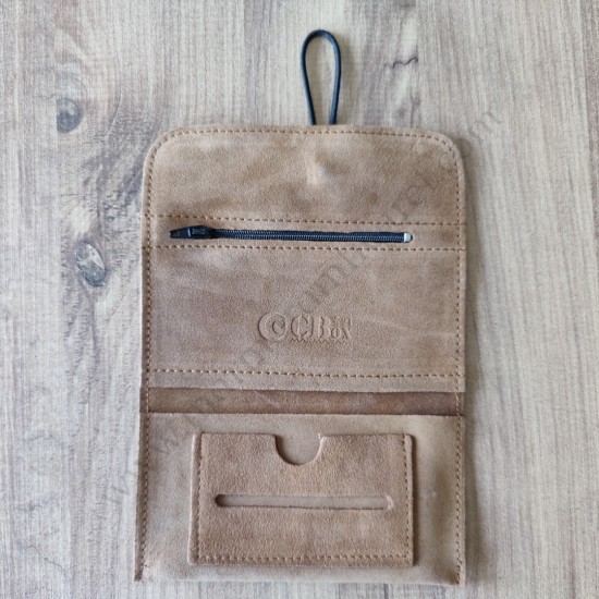 El Yapımı Hakiki Deri Tütün Cüzdanı ve Sarma Kağıdı Bölmeli Özel Baskılı Çok Amaçlı Cüzdan/Kese