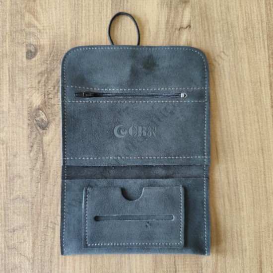 El Yapımı Hakiki Deri Tütün Cüzdanı ve Sarma Kağıdı Bölmeli Özel Baskılı Çok Amaçlı Cüzdan/Kese