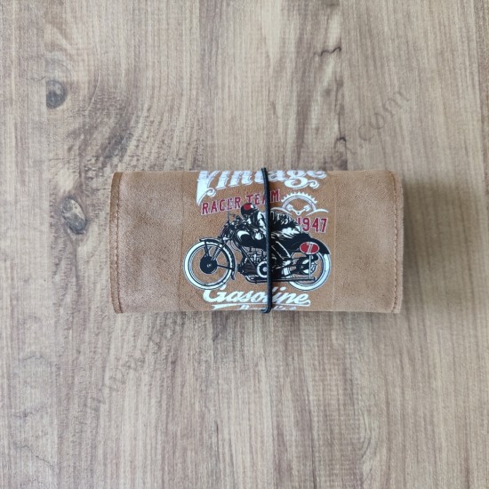 El Yapımı Hakiki Deri Tütün Cüzdanı ve Sarma Kağıdı Bölmeli Özel Baskılı Çok Amaçlı Cüzdan/Kese