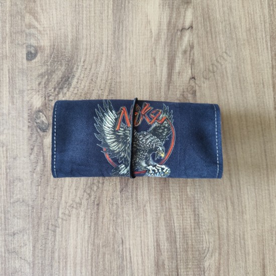 El Yapımı Hakiki Deri Tütün Cüzdanı ve Sarma Kağıdı Bölmeli Özel Baskılı Çok Amaçlı Cüzdan/Kese