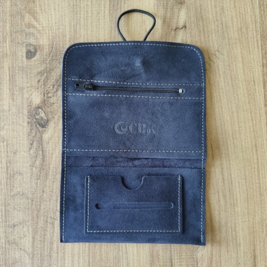 El Yapımı Hakiki Deri Tütün Cüzdanı ve Sarma Kağıdı Bölmeli Özel Baskılı Çok Amaçlı Cüzdan/Kese