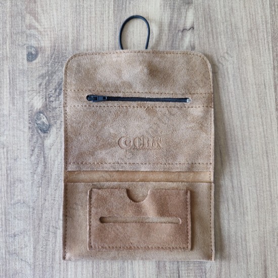 El Yapımı Hakiki Deri Tütün Cüzdanı ve Sarma Kağıdı Bölmeli Özel Baskılı Çok Amaçlı Cüzdan/Kese