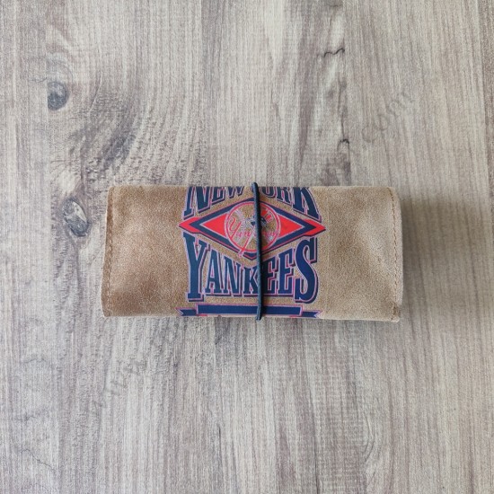 El Yapımı Hakiki Deri Tütün Cüzdanı ve Sarma Kağıdı Bölmeli Özel Baskılı Çok Amaçlı Cüzdan/Kese