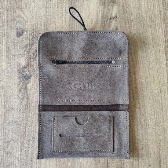 El Yapımı Hakiki Deri Tütün Cüzdanı ve Sarma Kağıdı Bölmeli Özel Baskılı Çok Amaçlı Cüzdan/Kese