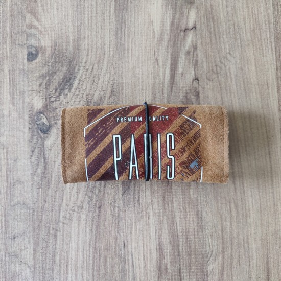 El Yapımı Hakiki Deri Tütün Cüzdanı ve Sarma Kağıdı Bölmeli Özel Baskılı Çok Amaçlı Cüzdan/Kese