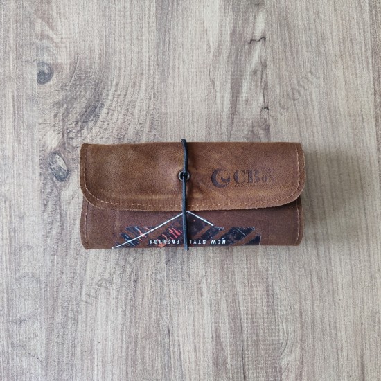 El Yapımı Hakiki Deri Tütün Cüzdanı ve Sarma Kağıdı Bölmeli Özel Baskılı Çok Amaçlı Cüzdan/Kese