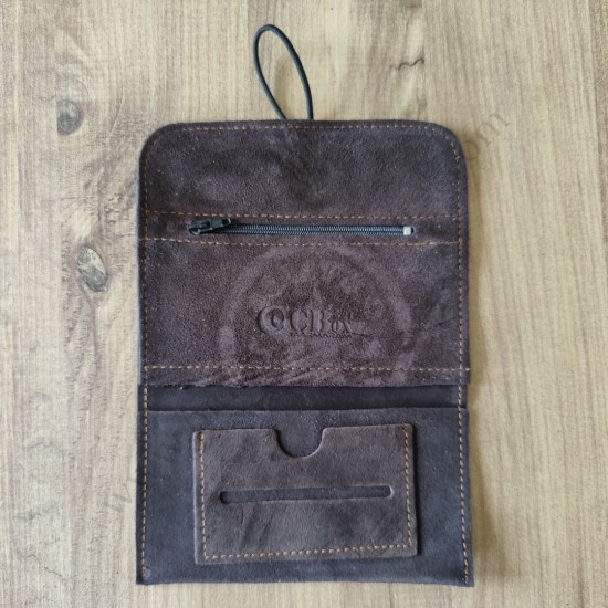 El Yapımı Hakiki Deri Tütün Cüzdanı ve Sarma Kağıdı Bölmeli Özel Baskılı Çok Amaçlı Cüzdan/Kese