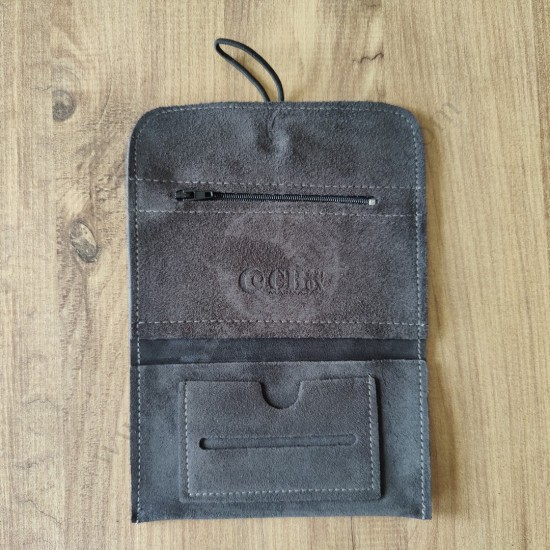 El Yapımı Hakiki Deri Tütün Cüzdanı ve Sarma Kağıdı Bölmeli Özel Baskılı Çok Amaçlı Cüzdan/Kese