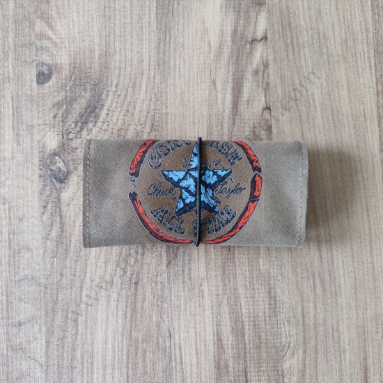 El Yapımı Hakiki Deri Tütün Cüzdanı ve Sarma Kağıdı Bölmeli Özel Baskılı Çok Amaçlı Cüzdan/Kese