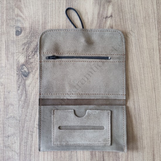 El Yapımı Hakiki Deri Tütün Cüzdanı ve Sarma Kağıdı Bölmeli Özel Baskılı Çok Amaçlı Cüzdan/Kese