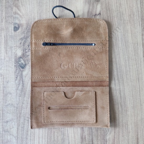 El Yapımı Hakiki Deri Tütün Cüzdanı ve Sarma Kağıdı Bölmeli Özel Baskılı Çok Amaçlı Cüzdan/Kese