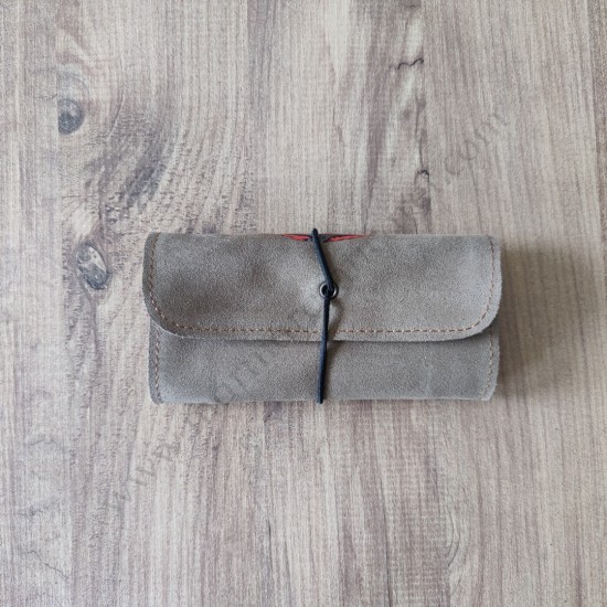 El Yapımı Hakiki Deri Tütün Cüzdanı ve Sarma Kağıdı Bölmeli Özel Baskılı Çok Amaçlı Cüzdan/Kese