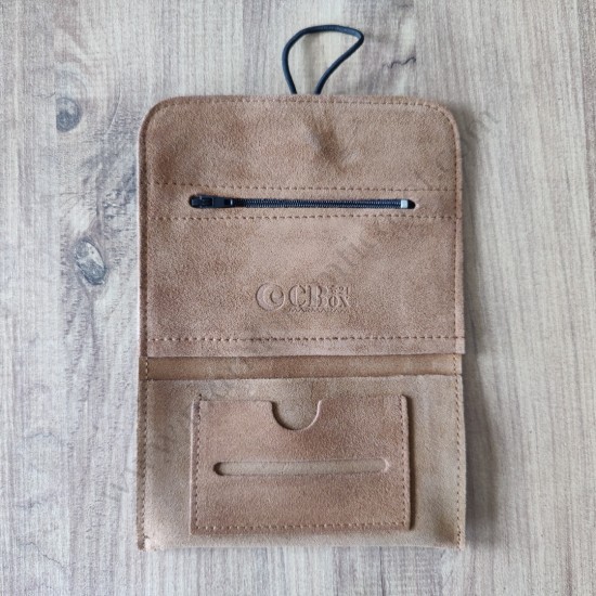 El Yapımı Hakiki Deri Tütün Cüzdanı ve Sarma Kağıdı Bölmeli Özel Baskılı Çok Amaçlı Cüzdan/Kese