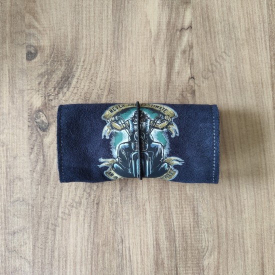 El Yapımı Hakiki Deri Tütün Cüzdanı ve Sarma Kağıdı Bölmeli Özel Baskılı Çok Amaçlı Cüzdan/Kese