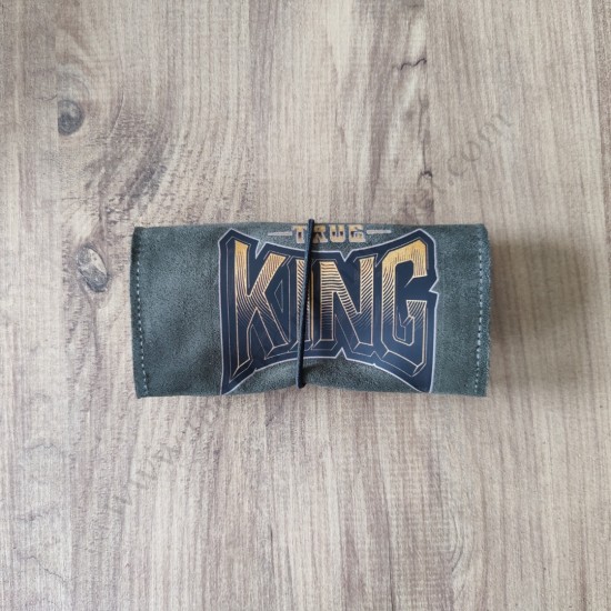 El Yapımı Hakiki Deri Tütün Cüzdanı ve Sarma Kağıdı Bölmeli Özel Baskılı Çok Amaçlı Cüzdan/Kese