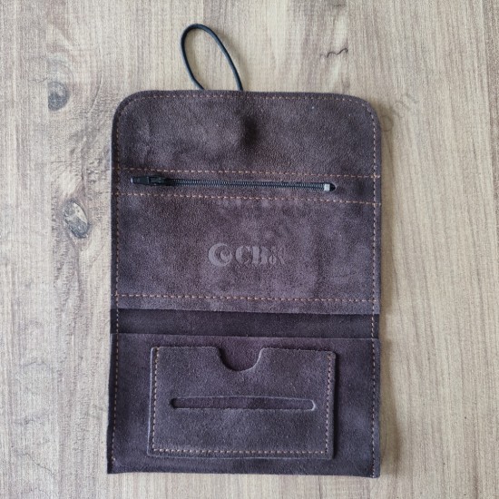 El Yapımı Hakiki Deri Tütün Cüzdanı ve Sarma Kağıdı Bölmeli Özel Baskılı Çok Amaçlı Cüzdan/Kese