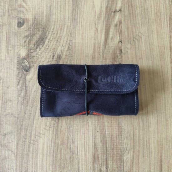 El Yapımı Hakiki Deri Tütün Cüzdanı ve Sarma Kağıdı Bölmeli Özel Baskılı Çok Amaçlı Cüzdan/Kese