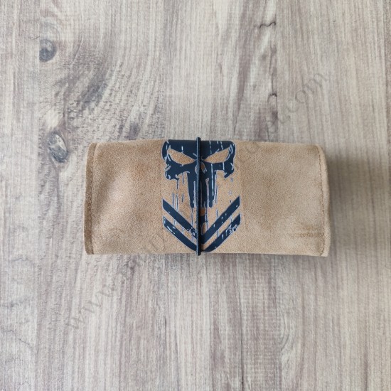 El Yapımı Hakiki Deri Tütün Cüzdanı ve Sarma Kağıdı Bölmeli Özel Baskılı Çok Amaçlı Cüzdan/Kese