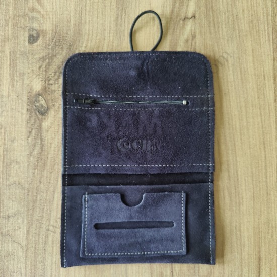 El Yapımı Hakiki Deri Tütün Cüzdanı ve Sarma Kağıdı Bölmeli Özel Baskılı Çok Amaçlı Cüzdan/Kese