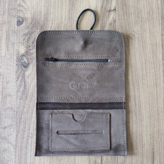 El Yapımı Hakiki Deri Tütün Cüzdanı ve Sarma Kağıdı Bölmeli Özel Baskılı Çok Amaçlı Cüzdan/Kese