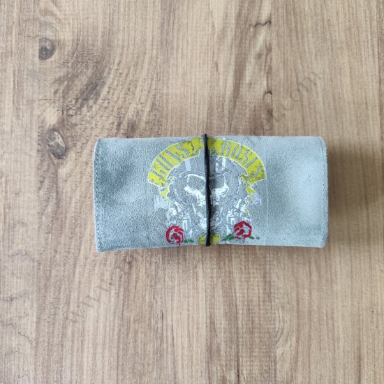 El Yapımı Hakiki Deri Tütün Cüzdanı ve Sarma Kağıdı Bölmeli Özel Baskılı Çok Amaçlı Cüzdan/Kese