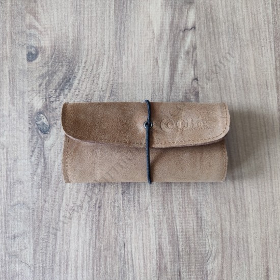 El Yapımı Hakiki Deri Tütün Cüzdanı ve Sarma Kağıdı Bölmeli Özel Baskılı Çok Amaçlı Cüzdan/Kese